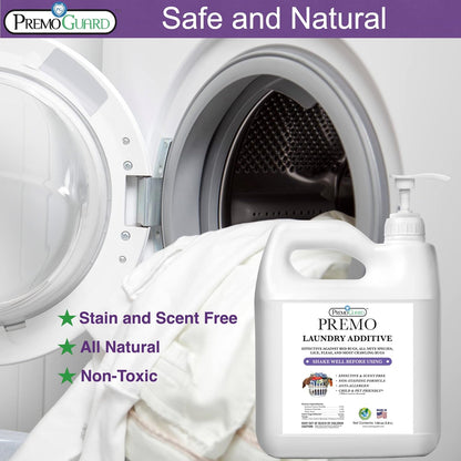 Premo Guard Bed Bug, Mite & Lice Laundry Detergent Additive 128 oz – Child & Pet Friendly – Stain &