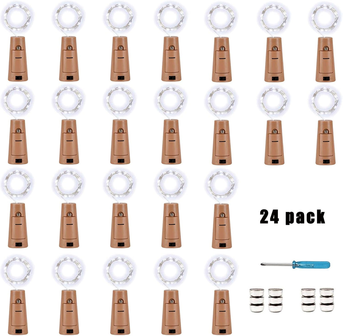 YJFWAL Wine Bottle Lights with Cork,Cork Shape Silver Copper Wire Fairy Mini String Lights,24Pack