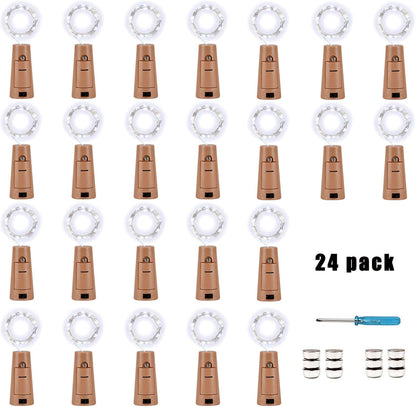 YJFWAL Wine Bottle Lights with Cork,Cork Shape Silver Copper Wire Fairy Mini String Lights,24Pack