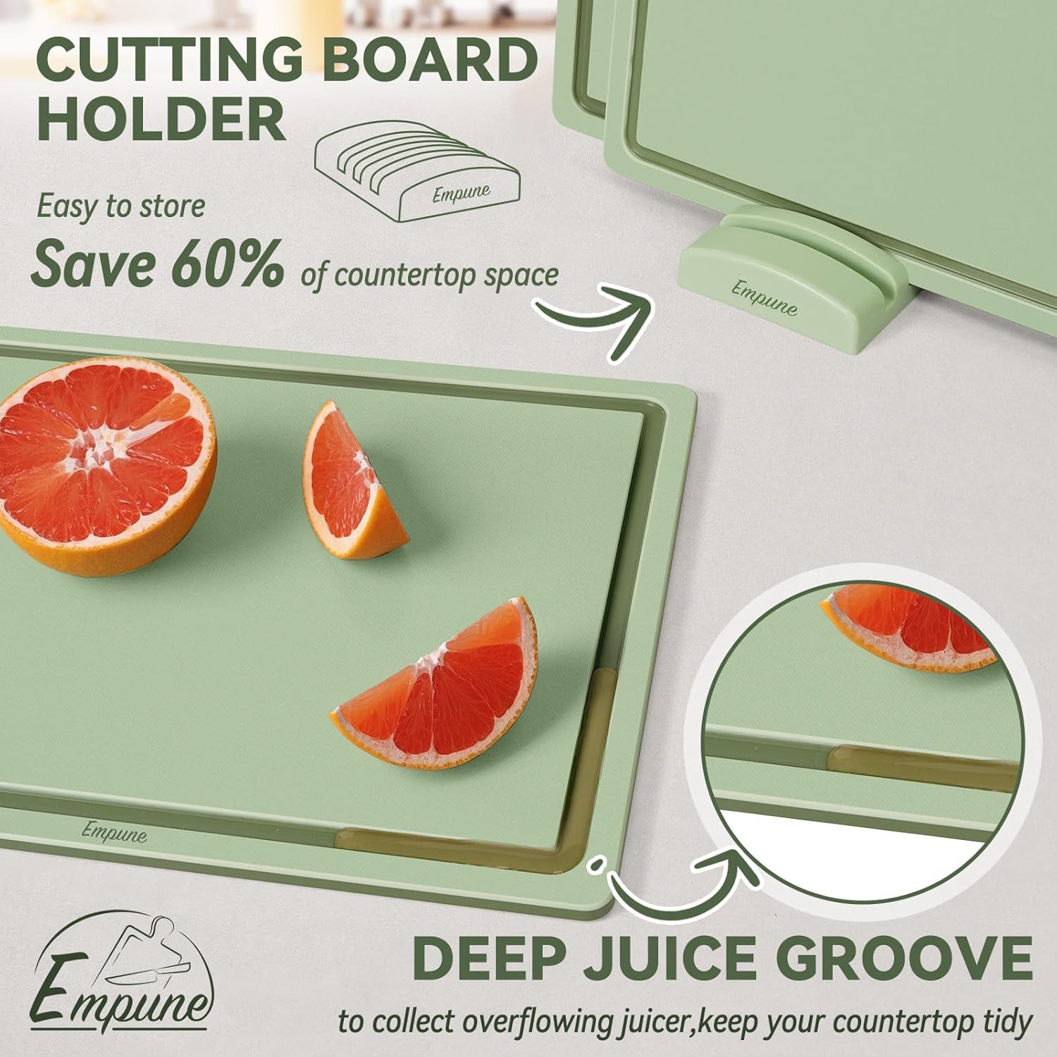 Empune Plastic Cutting Board Set, Recycled Plastic Cutting Boards for Kitchen (Set of 3)