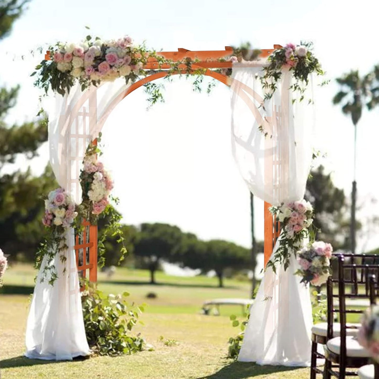 VINGLI 85in Wooden Arbor, Wedding Arch for Ceremony, Wood Trellis for Plant Climbing, Christmas