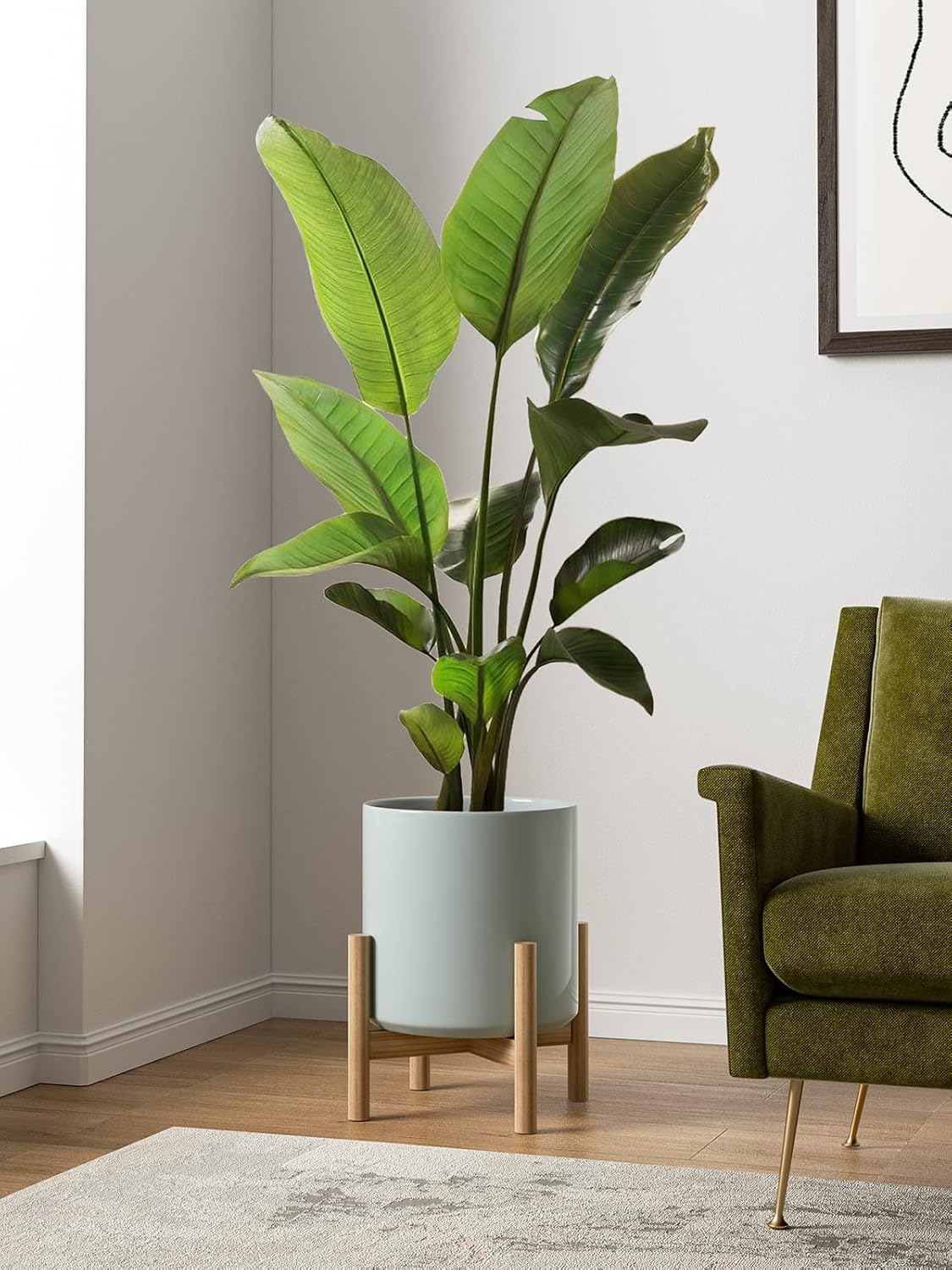 LE TAUCI 12 Inch Pots for Plants, Ceramic Large Plant Pot for Indoor Plants, Mid-Century Modern