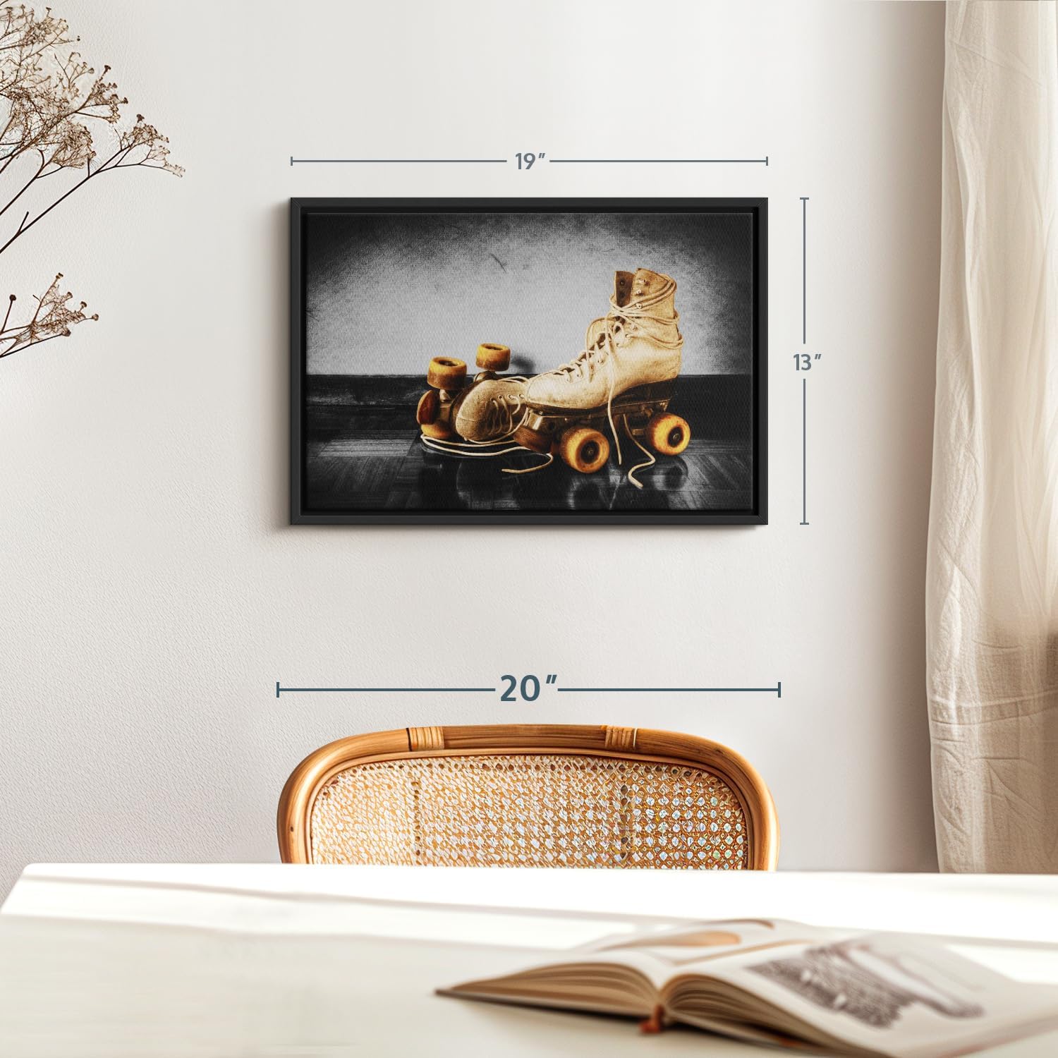 ElephantStock Vintage Skates Pop Wall Art - Horizontal Framed Canvas - 1-Piece Living Room Wall