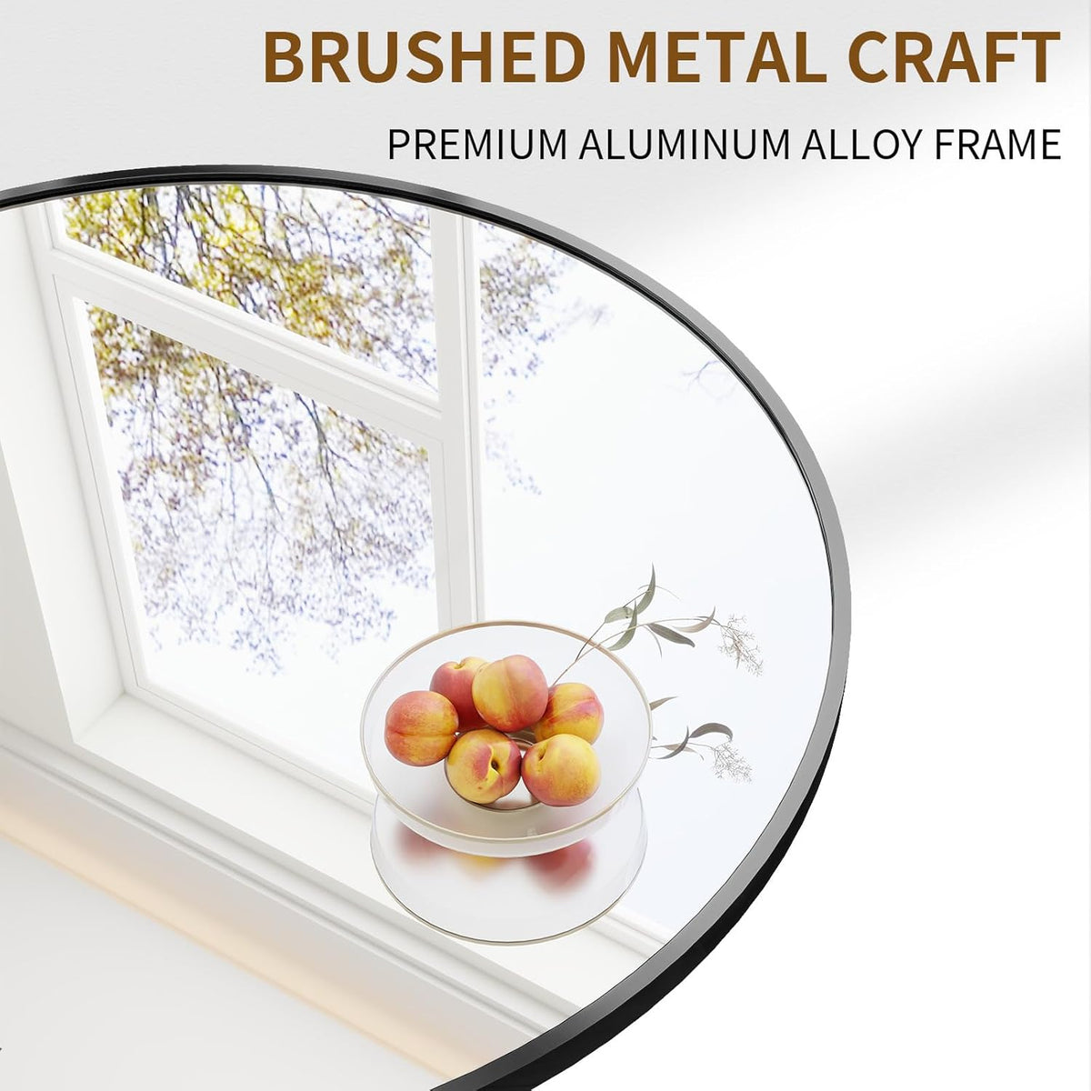 BEAUTYPEAK 48 Inch Round Mirror, Metal Frame Circle Mirror, Wall Mounted for Entryway, Bathroom