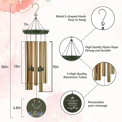 2025 Wedding Wind Chimes for Couple, Deep Tone Personalized Wind Chime, Wedding Gifts for Couples