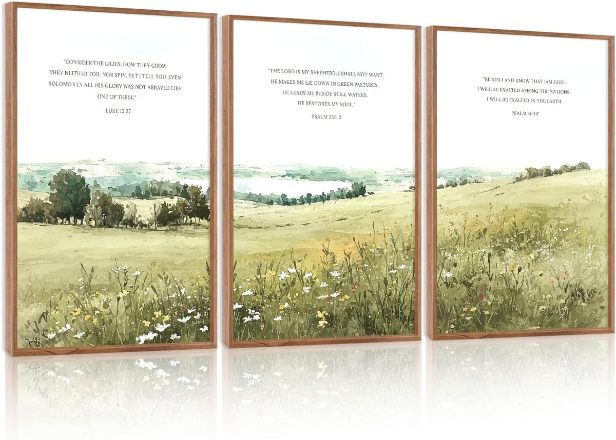 KAIRNE Scripture Christian Canvas Wall Art,Bible Verse Prints Set of 3(16”X24”),Modern Scripture