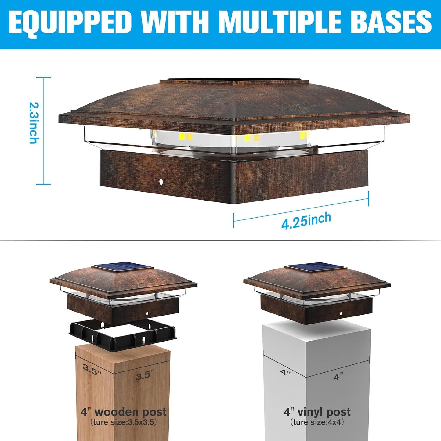 VOLISUN Solar Post Cap Light Outdoor 16pack,Solar Deck Fence - Post Lights Waterproof for 4x4