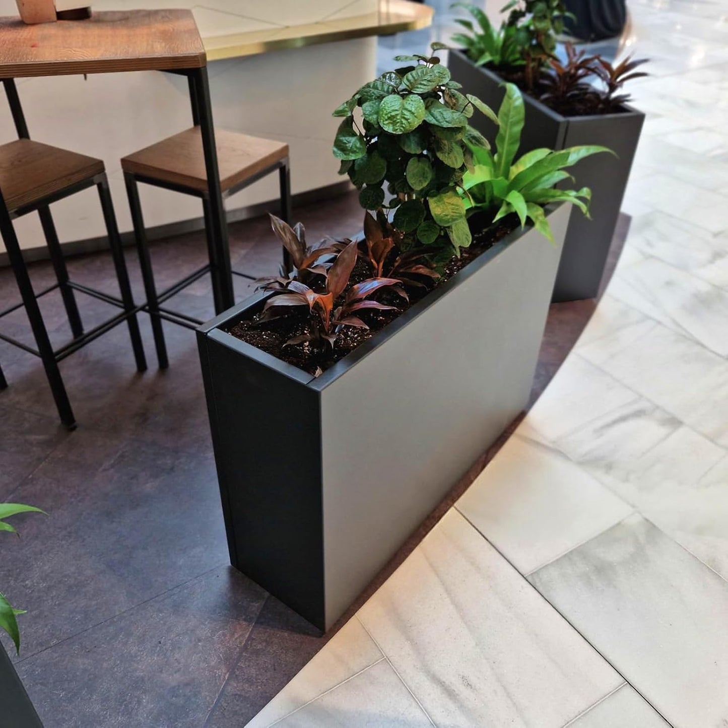 Galvanized Steel Metallic Heavy Planter for Outdoor Plants Metal Outdoor Planter Spliced Flower Box