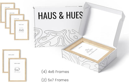 HAUS AND HUES Natural Oak Wood Gallery Wall Tabletop Frames Made with Real American Oak and