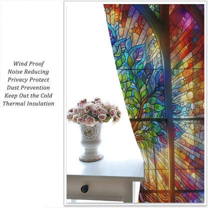 Stained Glass Curtains,Tree of Life Colorful Abstract Art Home Decor Drapes for Bedroom Living Room