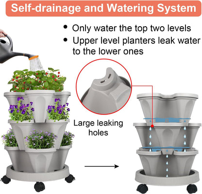 Vertical Planter 3 Tier Stackable Planters Garden Planters Strawberry Herb Flower and Vegetable