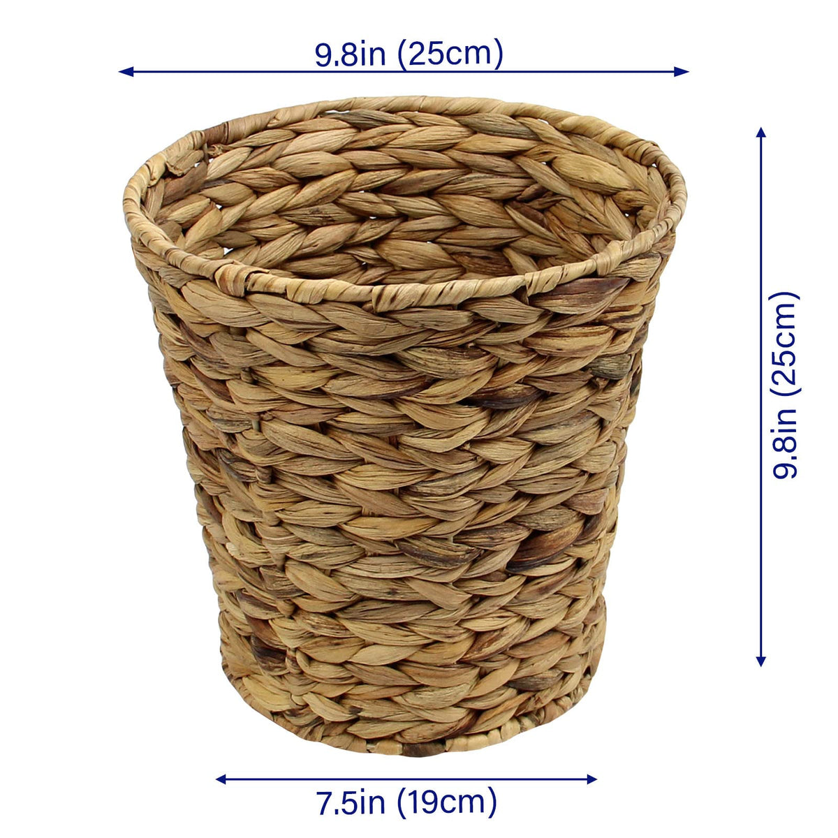 Casaphoria Round Water Hyacinth Garbage Baskets for Storage Natural Woven Hyacinth Laundry Rubbish
