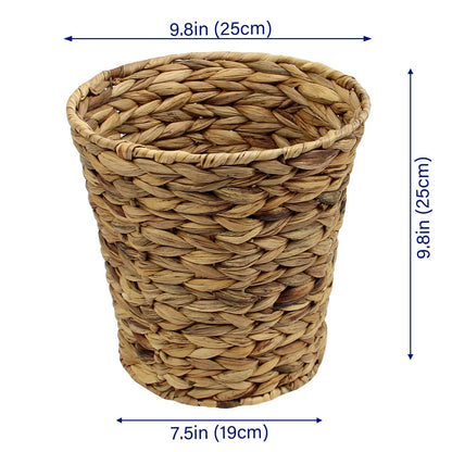Casaphoria Round Water Hyacinth Garbage Baskets for Storage Natural Woven Hyacinth Laundry Rubbish