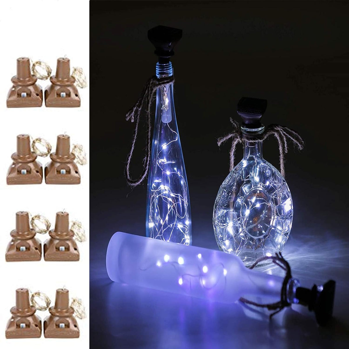 Solar Wine Bottle Lights Outdoor, 20 LED Cork Lights for Wine Bottles Waterproof, Fairy Lights