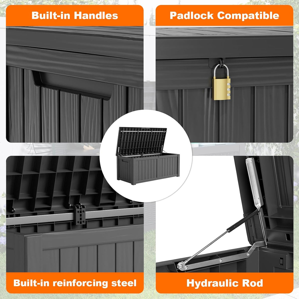 DRATO 120 Gallon Large Deck Box, Outdoor Storage Box for Patio Furniture, Patio Cushions, Gardening