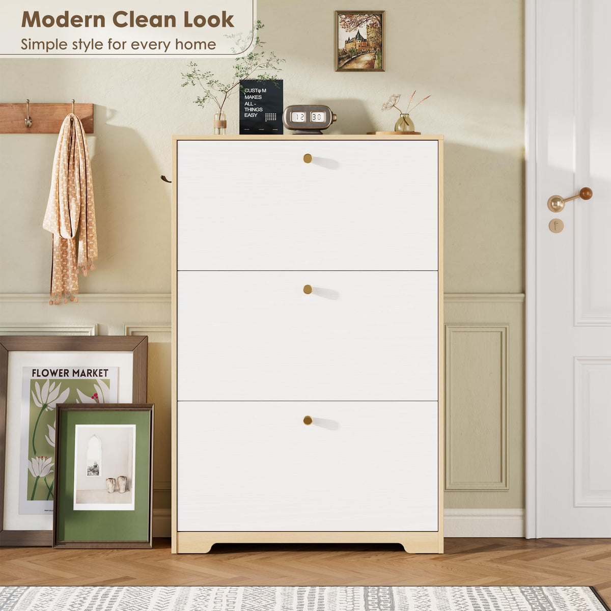Nicetree Shoe Storage Cabinet for Entryway, Modern Shoe Cabinet, Freestanding Shoe Rack Cabinet