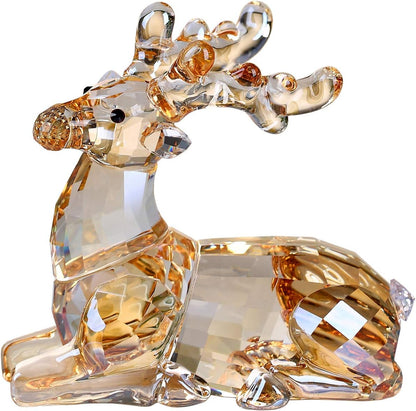 DOJOZ Crystal Deer Animals Lovely Elegant Craft Decorations for Home Ornaments Christmas