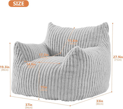 Giant Bean Bag Chairs for Adults with Filling Plush Fluffy Bean Bag Chairs for Teens with Armrests