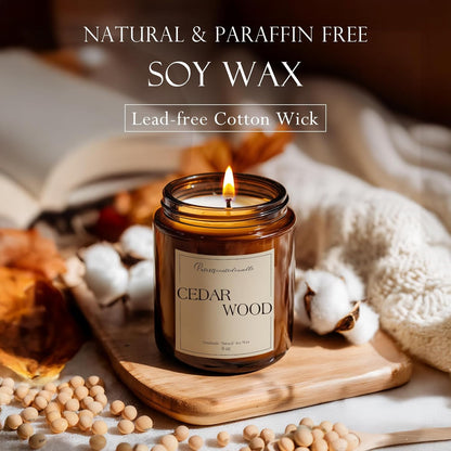 Cedar Wood Candles for Home Scented, Natural Soy Aromatherapy Non Toxic Candles with Long Lasting