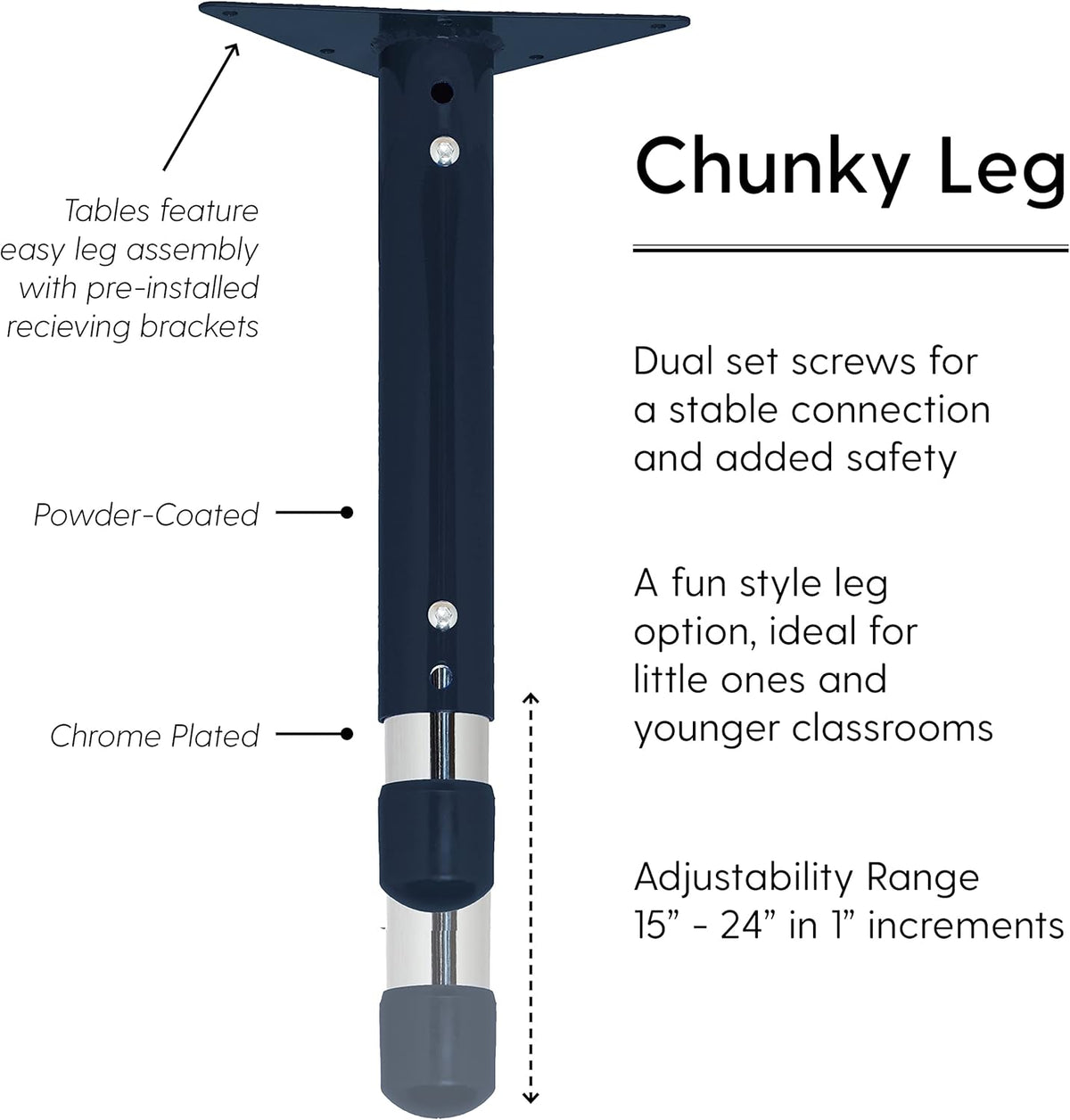FDP Rectangle Activity School and Classroom Kids Table (30 x 48 inch), Chunky Toddler Legs
