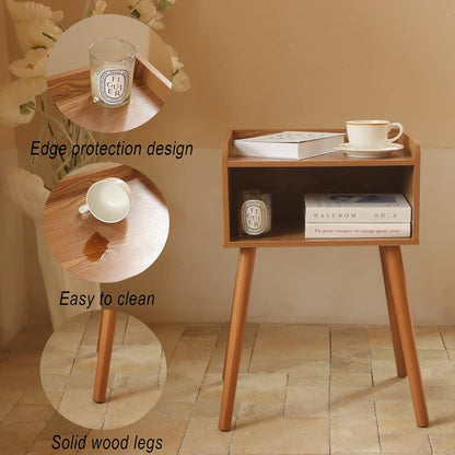 MaxSmeo Nightstand, Mid Century Modern Side Table Bedroom with Storage, Small End Bedside Table