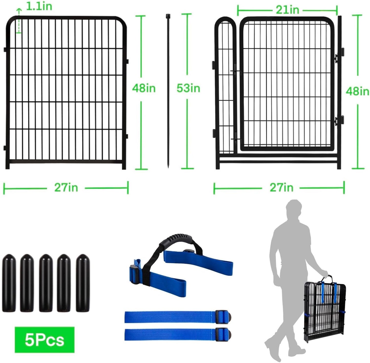 Tall Garden Fence Animal Barrier, 48 in(H) Fencing for Garden Beds, 4 Panels Total 8.9