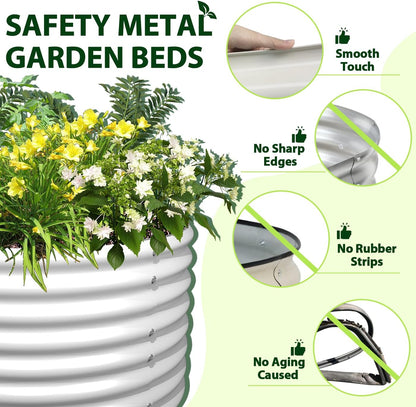 A ANLEOLIFE 6X3X2 ft Galvanized Raised Garden Beds Outdoor-2 Pack, Oval Large Metal Deep Root