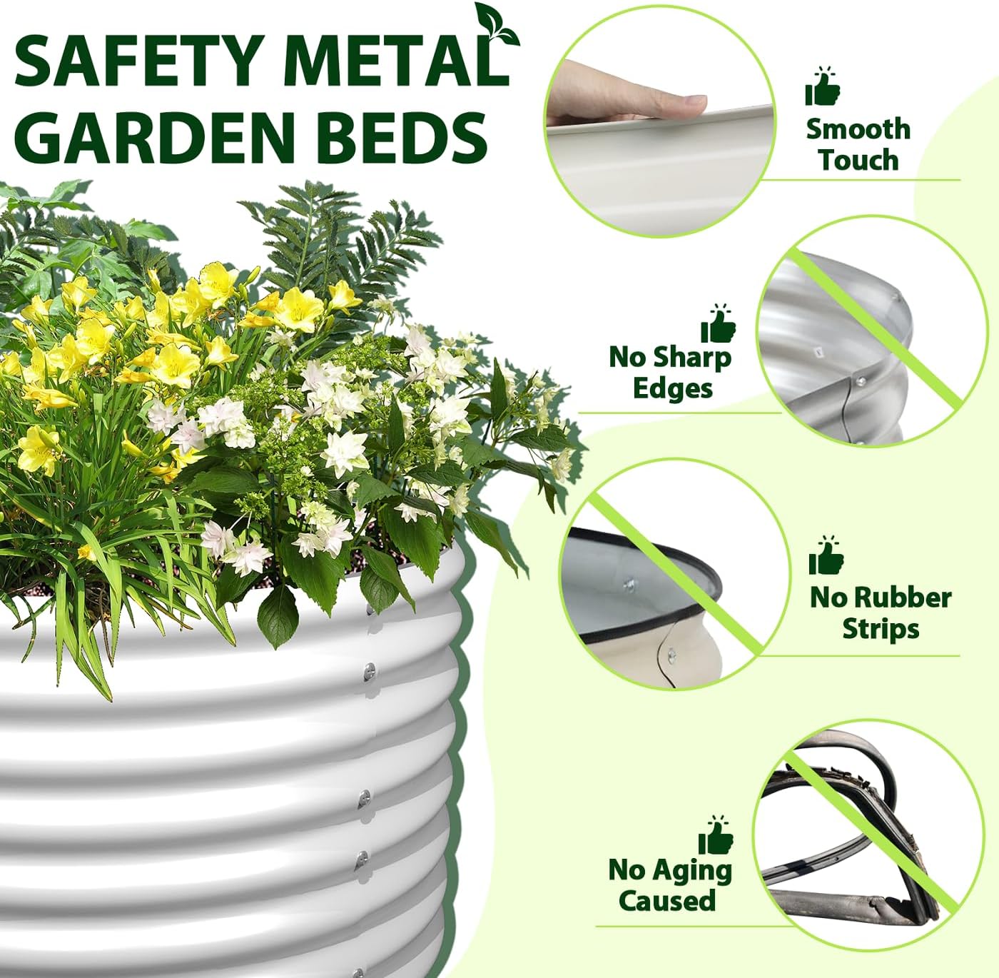 A ANLEOLIFE 6X3X2 ft Galvanized Raised Garden Beds Outdoor-4 Pack, Oval Large Metal Deep Root