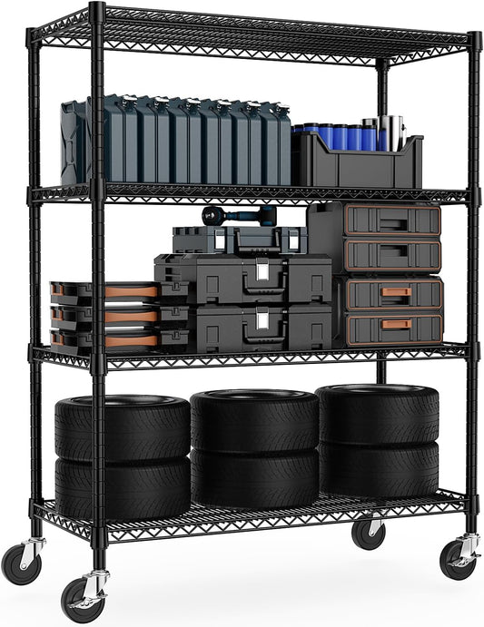 Industrial Metal 4 Tier Shelving for Garage, Pantry, Warehouse, Basement Utility Room, Storage Rack