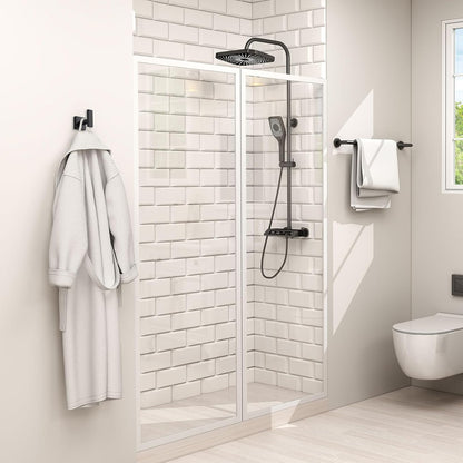 Angle Simple Bathroom Towel Hooks, Stainless Steel Robe Coat Hooks for Wall, Matte Black, 2 Pack