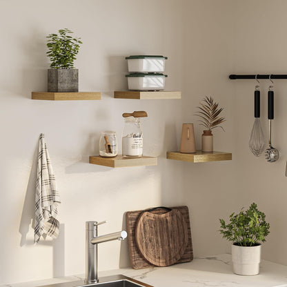 Square Floating Shelves for Wall, 10" W x 10" D x 1.2" H, Small Wooden Wall Mounted Display Shelves