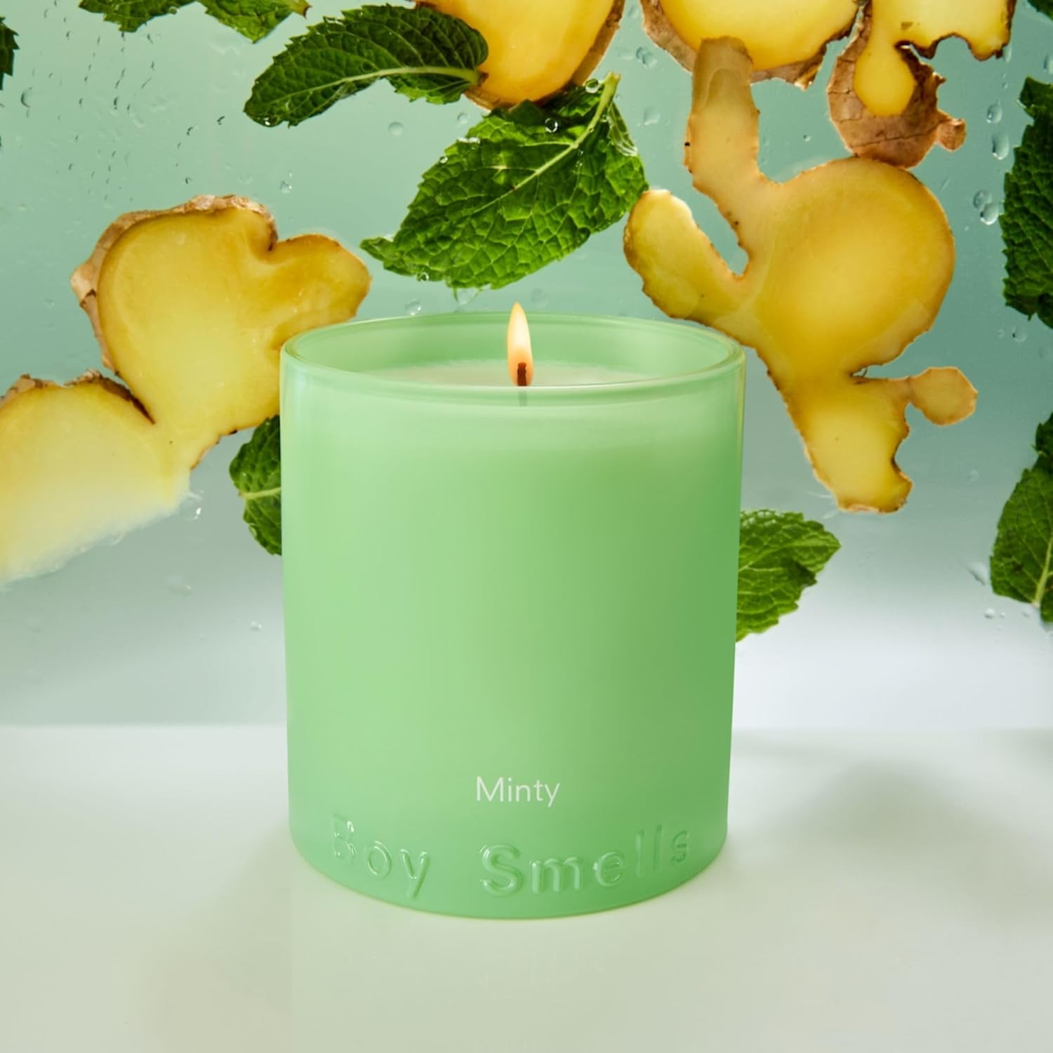 Boy Smells Mint Candle - 8.5 oz Fancy Candle with Ginger, Wild Mint, and Cedarwood- Up to 50-Hour