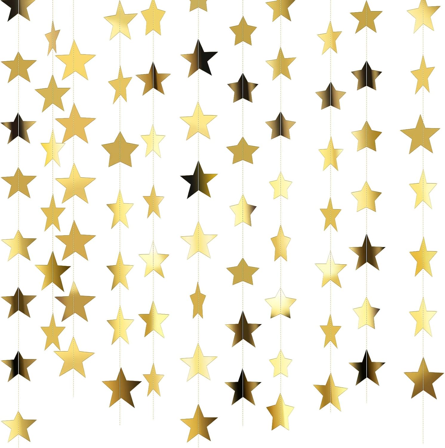 Patelai Glitter Star Garland Banner Decor 130 Feet Star Hanging Bunting Banner Twinkle Backdrop for