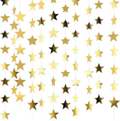 Patelai Glitter Star Garland Banner Decor 130 Feet Star Hanging Bunting Banner Twinkle Backdrop for