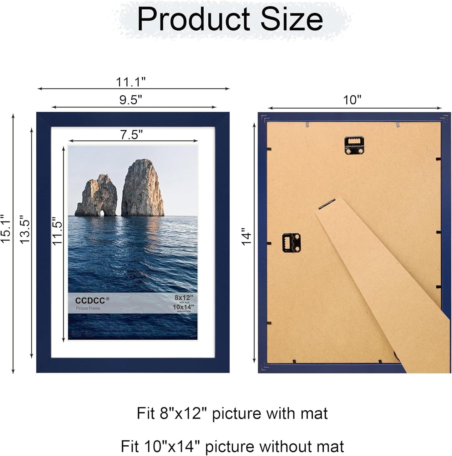 10x14 Picture Frame Set of 4, 10 x 14 Wood Photo Frames with Mat for 8x12 or 30x40cm Diamond