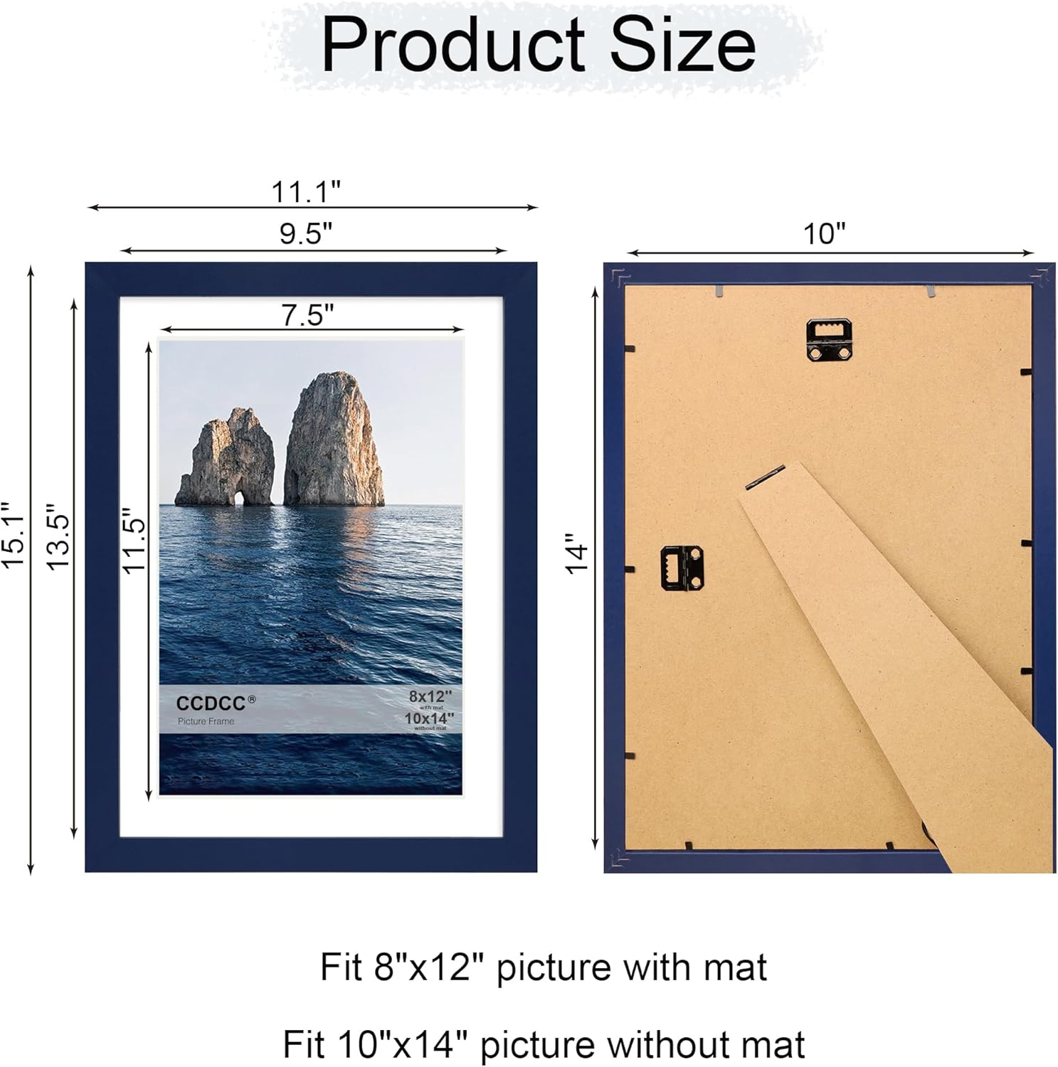 10x14 Picture Frame Set of 4, 10 x 14 Wood Photo Frames with Mat for 8x12 or 30x40cm Diamond