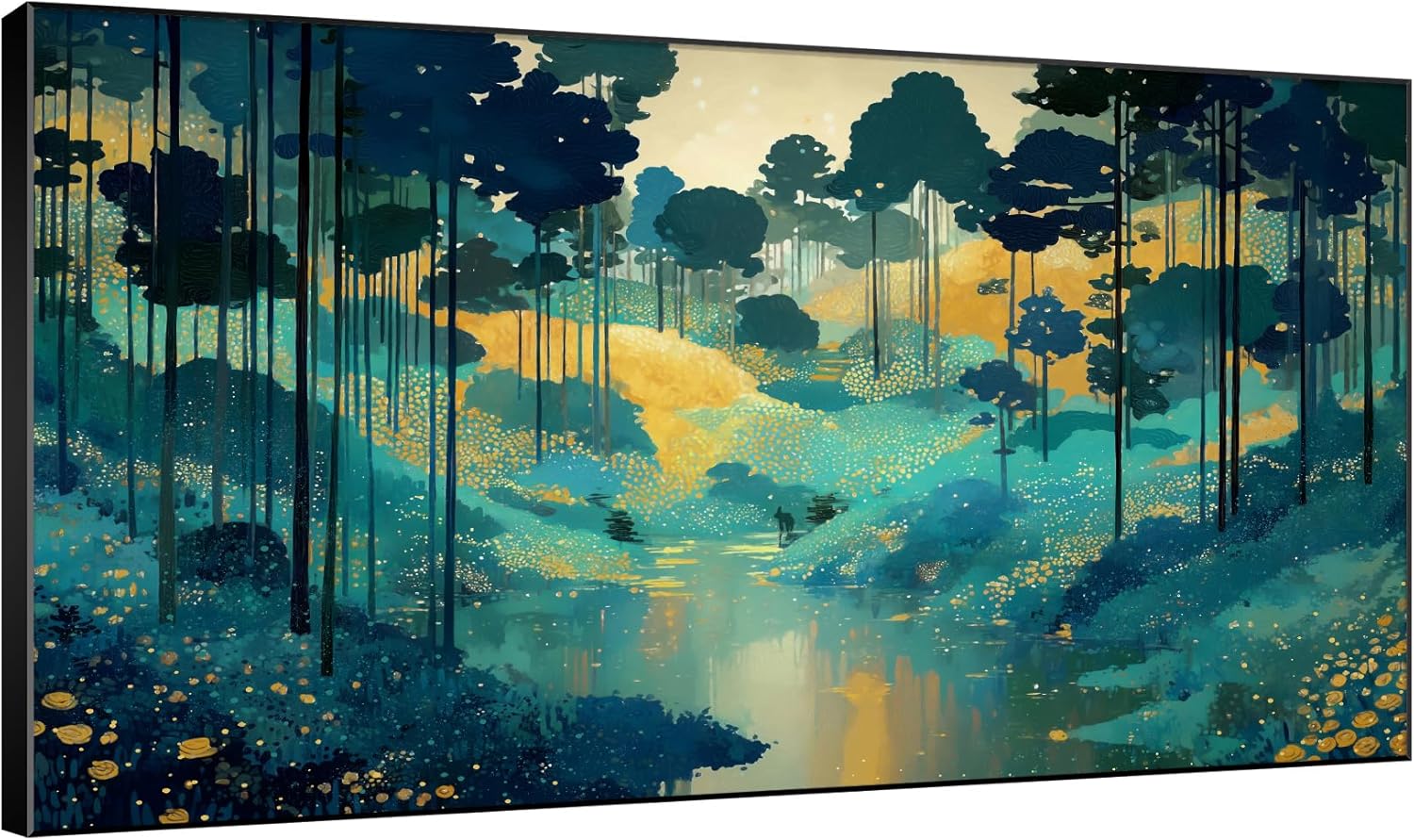 SIGNWIN 30"x60" Extra Large Framed Wall Art Whimsical Fantasy Forest, Vibrant Nature Landscape for