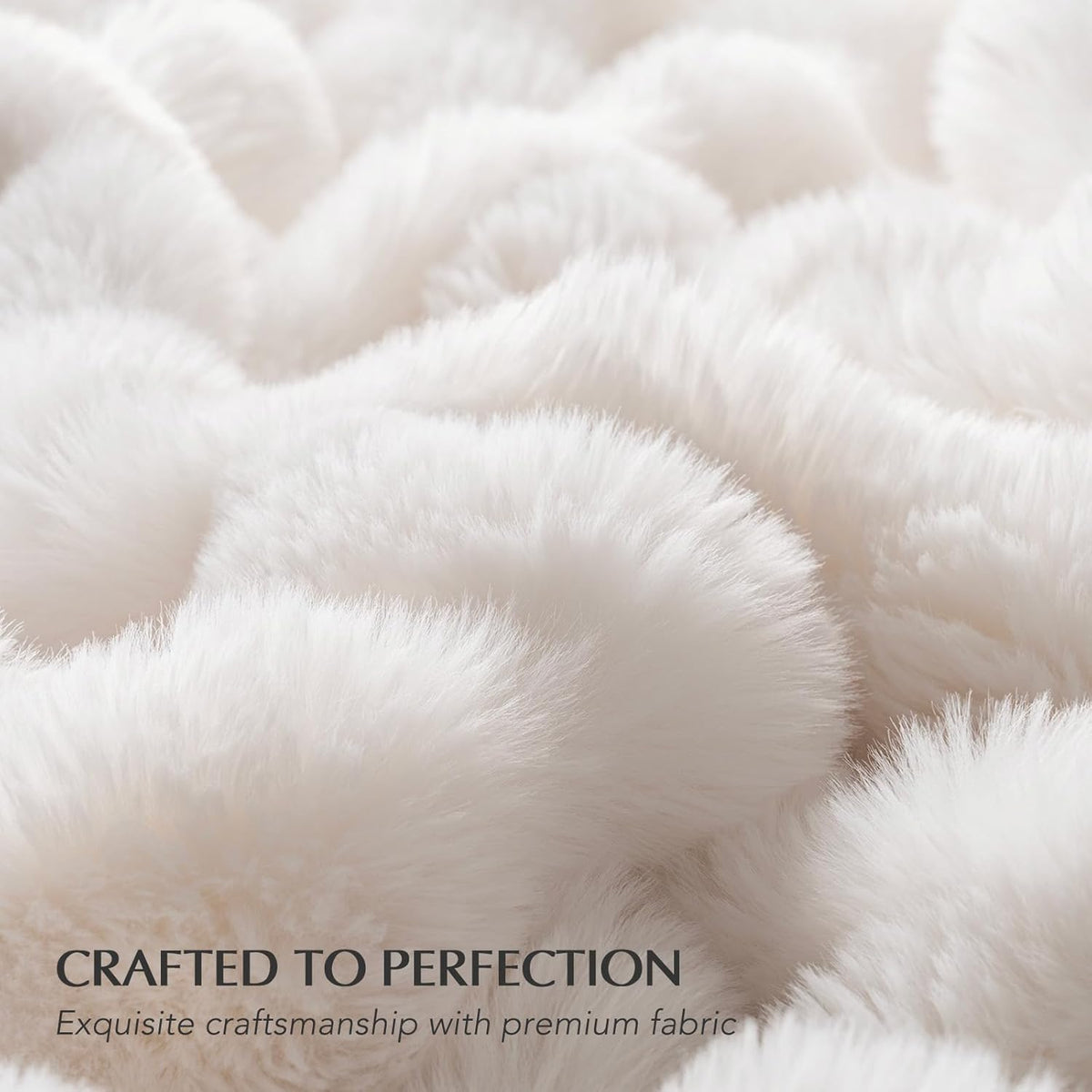 EVERGRACE Ultra Soft Luxury Fluffy Ridgeline Faux Rabbit Fur Throw Blanket, Thick Warm Bubble Throw