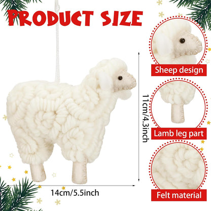 Jenaai 3 Pieces Felt Sheep Christmas Ornaments Sheep Decorative Hanging Ornaments Vintage Farm