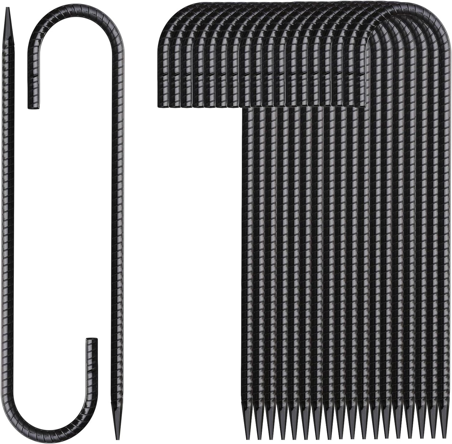 Rebar Stakes 12 Inch 20 Pack J Hook Ground Stakes Heavy Duty Chain Link Fence Stakes Galvanized