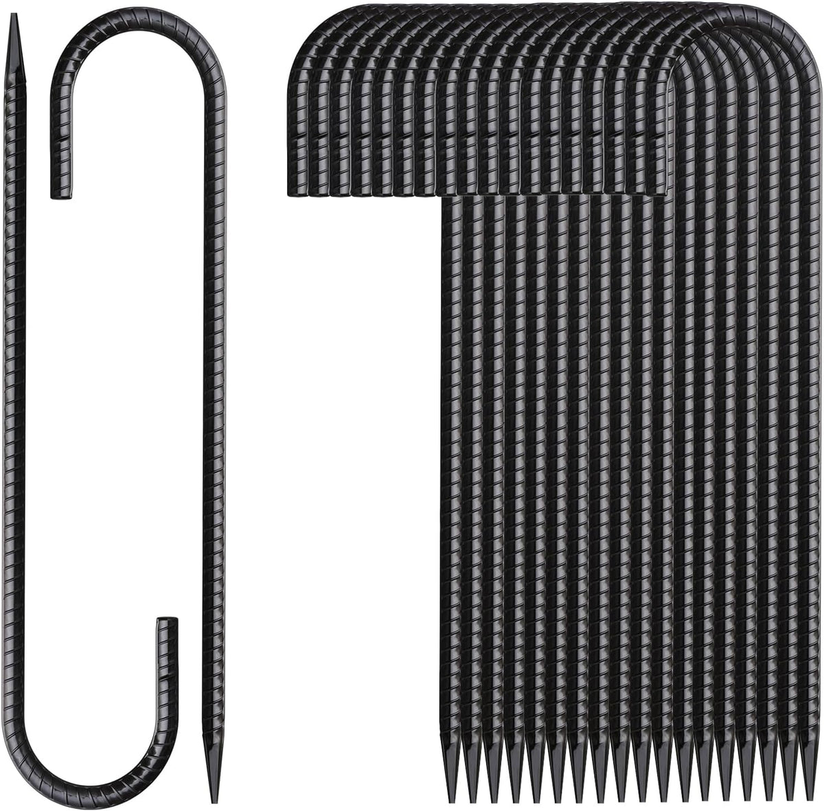 Rebar Stakes 12 Inch 20 Pack J Hook Ground Stakes Heavy Duty Chain Link Fence Stakes Galvanized