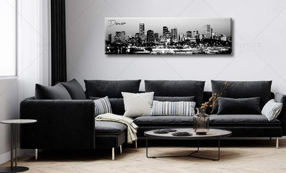 Black and White Wall Art Denver Skyline Cityscape Skyscrapers Canvas Print Painting Landscape USA