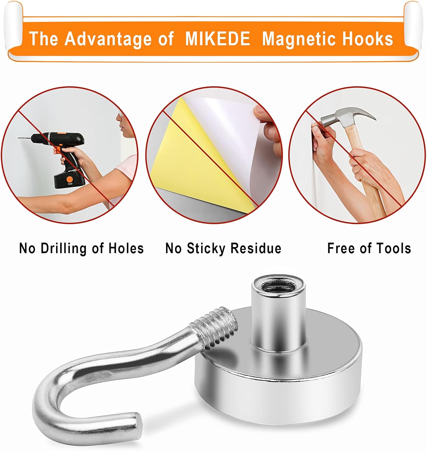 MIKEDE Magnetic Hooks Heavy Duty, 28Lbs Neodymium Magnets with Hooks for Refrigerator, 10Pcs Strong