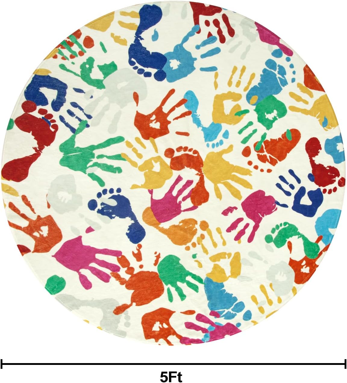 STARUIA Colorful Round Kids Rug 5 Ft, Machine Washable Rug for Playroom, Non-Slip Circle Rugs for