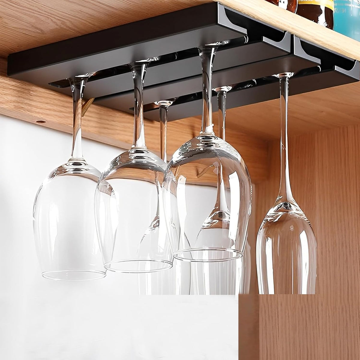 2Pcs Wine Glass Holder，Stemware Rack Plastic Punch-free Hanging Under Cabinet for Bar,Kitchen and