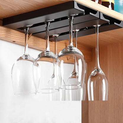2Pcs Wine Glass Holder，Stemware Rack Plastic Punch-free Hanging Under Cabinet for Bar,Kitchen and