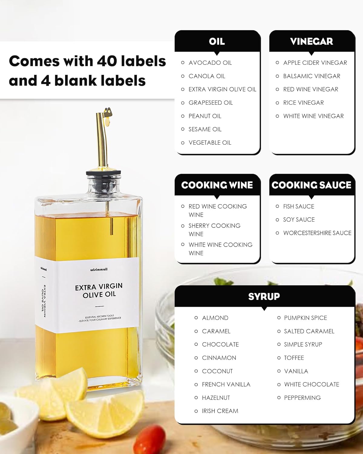 Olive Oil Dispenser For Kitchen, Glass Oil Bottle 500ML Oil And Vinegar Dispenser Set Of 2, Cooking