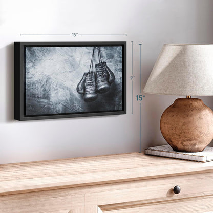ElephantStock Boxing Gloves Wall Art - Horizontal Framed Canvas - 1-Piece Living Room Wall Decor
