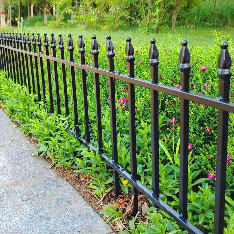 Metal Decorative Garden Fence 22" Wide x 18" High (5 Panels, Total Length 9.17 feet), Metal Border