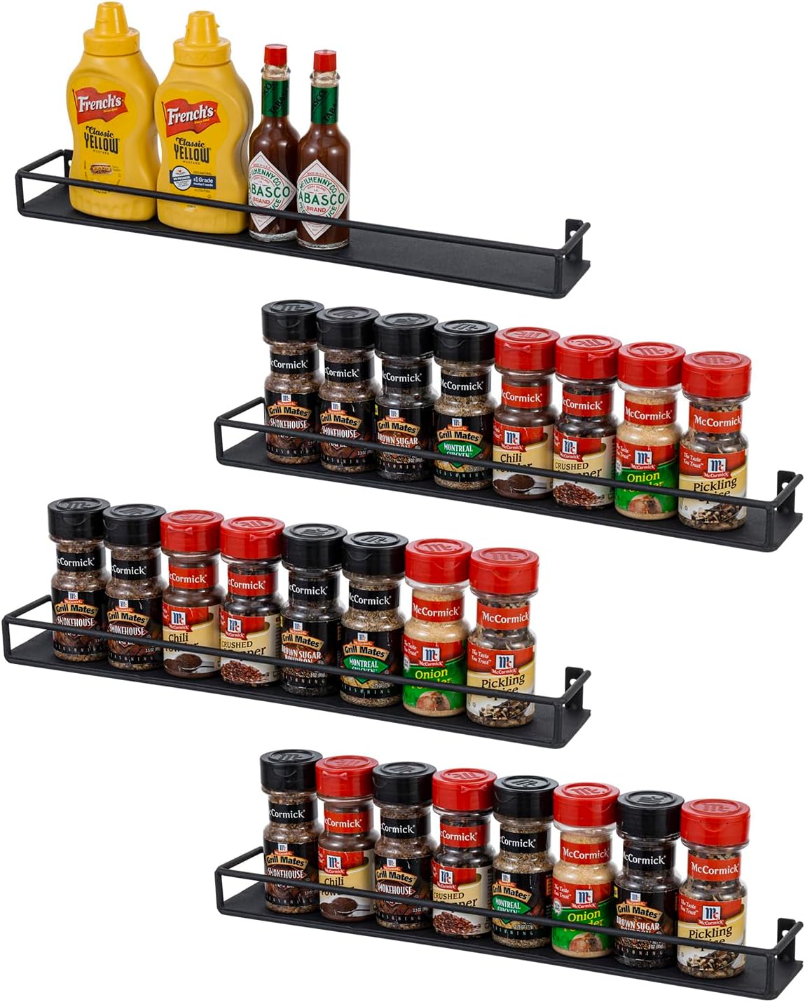 MyGift 16 Inch Wall Mounted Black Metal Nail Polish and Essential Oil Display Shelves, Kitchen